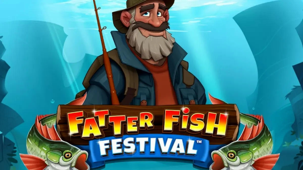 Fatter Fish Festival slot game screen with colorful underwater carnival theme